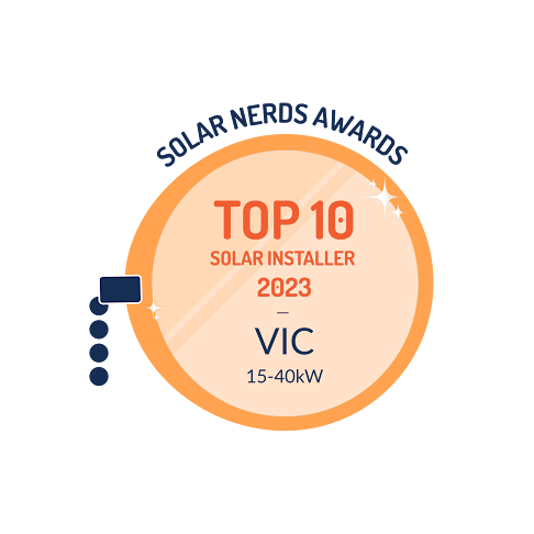 Solar Nerds Awards — Top 10 Solar Installer VIC (15–40 kW), 2023